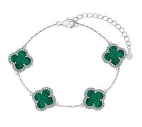 Lllunimon Unique Four Leaf Clover Bracelet for Women Men White Black Green Lucky Link Clover Bracelets,925 Sterling Silver Jewelry Christmas Valentine's Day Gifts,Green