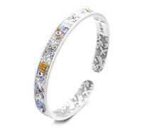 Lllunimon Vintage Enamel Elephant S925 sterling silver bracelet Adjustable opening jewelry Elegant distressed style Everyday wear gifts for her
