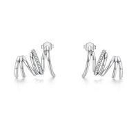 Lllunimon Women's 925 sterling silver earrings Minimalist wrapped silver earrings Pavé zircon jewelry for everyday wear A gift for her
