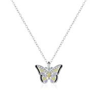Lllunimon Women's 925 sterling silver necklace Colorful butterfly pendant Trendy jewelry Clavicle necklace Daily wear Extension chain