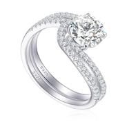 Lllunimon Women's S925 Silver Eternity Ring CZ Faux Diamond Stackable Design Wedding Jewelry Women's Gift,Size 5