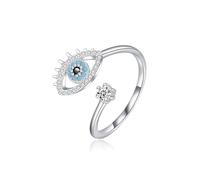 Lllunimon Women's S925 sterling silver ring bohemian devil's eye ring lucky jewelry for daily wear as a birthday gift for her,Silver