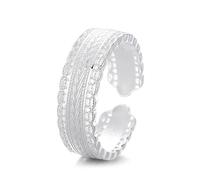 Lllunimon Woven S925 silver ring Vintage punk cool jewelry Elegant minimalist distressed style for everyday wear Gift for her,White