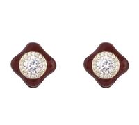 Lllunimon Zircon four-leaf shape copper earrings, zircon inlay craftsmanship, retro elegant style. Daily wear, a gift for her.