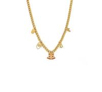 Lllunimon Zirconia multi-element gold-plated stainless steel necklace with festive style pendant, elegant vintage style, suitable for daily wear, a gift for her.