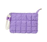 lllyan Puffy Quilted Makeup Bag Cosmetic Bag Equipped with a Detachable Handle Cute Zipper Pouch for Storage Clutch for Women, Purple