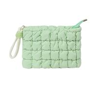 lllyan Puffy Quilted Makeup Bag Cosmetic Bag Equipped with a Detachable Handle Cute Zipper Pouch for Storage Clutch for Women, Green
