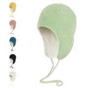 LLmoway Mens Womens Warm Fleece Beanie Soft Winter Hat with Ear Flaps Windproof Ski Snow Cycling Skull Cap Helmet Liner, Sage Green, L