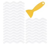 LLMSIX 24pcs Anti Slip Shower Stickers, Non Slips Shower Strips with Premium Scraper, Clear Wave-Shaped Bathtub Non Slip Stickers for Bath Tub Showers Stairs Non-Slip