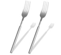 LLMSIX 2pcs Extendable Fork for Jokes, Portable Telescopic Fork, Stainless Steel Forks Scalable from 8.7in to 25.4in for Outdoor Barbecue Dining Travel Feeding