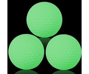 LLMSIX 3 Pcs Golf Balls Glow in The Dark Golf Balls With Fluorescent Green Light and Fine Texture Resin Rubber Glow Golf Balls for Backyard Indoor Outdoor, 4.27cm/1.68 inch
