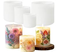 LLMSIX 4 Size Cylindrical Silicone Candle Molds, Resin Pillar Candle Mold, Reusable Silicone Cylinder Mold for DIY Candles Soap Wax Melts Crafts Making