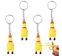 LLMSIX 4pcs Shrilling Screaming Chicken Keychain, Squeaky Rubber Chicken Keychain, Funny Key Chain for Women and Men Bags Car Key Novelty Funny Keyrings