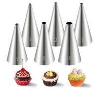 LLMSIX 6pcs Round Piping Tips, Stainless Steel Small Frosting Piping Tips, Cake Decorating Tip Set for Cupcakes Writing Icing Nozzles Decoration DIY Baking Supplies Tool