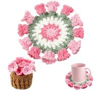 LLMSIX Handmade Lily of The Valley Crochet Flower Coaster with Basket
