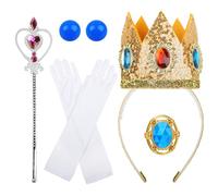 LLMSIX Princess Peach Crown Accessories Kit Princess Peach Costume Girls Accessories Princess Peach Kids Gloves Tiara Crown Wand Brooch Earrings Halloween Cosplay Christmas Gifts Set for Kids Girls