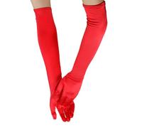 LLMSIX Satin Elbow Length Opera Gloves - Stretchy Women's Red Long Champagne Prom Gloves for Evening Party