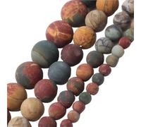 LLMWFA 15'' Matte Stone Beads, 6/8/10/12mm Agates Sphere, Natural Mineral Dull Polish Pink Howlite Jades(Picasso Jasper,6mm x 61)