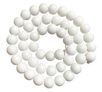 LLMWFA 15'' Matte Stone Beads, 6/8/10/12mm Agates Sphere, Natural Mineral Dull Polish Pink Howlite Jades(White Onyx,12mm x 30)