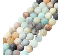 LLMWFA 15'' Matte Stone Beads, 6/8/10/12mm Agates Sphere, Natural Mineral Dull Polish Pink Howlite Jades(Colorful Amazonite,12mm x 30)