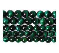 LLMWFA 15" Tiger Eye Loose Beads, Round Agates 4 6 8 10 12 14MM Bead for Handicraft Article Making, Blue Pink Green Natural Stone(Green Tiger Eye,6mm x 60)
