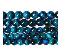 LLMWFA 15" Tiger Eye Loose Beads, Round Agates 4 6 8 10 12 14MM Bead for Handicraft Article Making, Blue Pink Green Natural Stone(Blue Tiger Eye,6mm x 60)