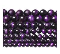 LLMWFA 15" Tiger Eye Loose Beads, Round Agates 4 6 8 10 12 14MM Bead for Handicraft Article Making, Blue Pink Green Natural Stone(Purple Tiger Eye,6mm x 60)