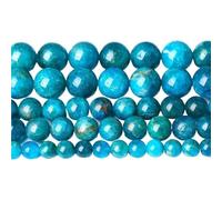 LLMWFA 15" Tiger Eye Loose Beads, Round Agates 4 6 8 10 12 14MM Bead for Handicraft Article Making, Blue Pink Green Natural Stone(Blue Apatite,6mm x 60)