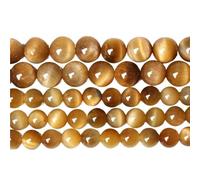LLMWFA 15" Tiger Eye Loose Beads, Round Agates 4 6 8 10 12 14MM Bead for Handicraft Article Making, Blue Pink Green Natural Stone(Gold Tiger Eye,6mm x 60)