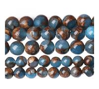 LLMWFA 15" Tiger Eye Loose Beads, Round Agates 4 6 8 10 12 14MM Bead for Handicraft Article Making, Blue Pink Green Natural Stone(Blue Cloisonne,6mm x 60)