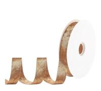 LLMWFA 16.4 Yards Double Side Velvet Ribbons, 1 Inch Wide Camel Vintage with Spool, Trimming for Flower Bouquet(Light Brown)