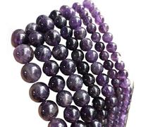 LLMWFA 4/6/8/10/12mm Dark Blue Chalcedony Beads, Round Loose Spacer for DIY Handmade Making, Jades Natural Stone(Purple Amethyst,4mm x 92)