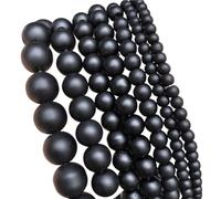 LLMWFA 4/6/8/10/12mm Dark Blue Chalcedony Beads, Round Loose Spacer for DIY Handmade Making, Jades Natural Stone(Matte Black Agate,8mm x 46)