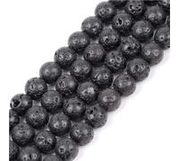 LLMWFA 4 6 8 10 12mm Matte/Smooth Round Loose Beads, 15 Inches Black/White/Red Agates Natural Stone for DIY Jewelry Making(Black Lava,8mm)