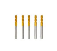 LLMWFA 5pcs End Mill Titanium Coating 4 Flute, HSS CNC Router Bit 3-12mm, M35 Milling Cutter Set for Metal Steel and Wood Tool(6mm)