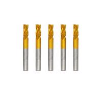 LLMWFA 5pcs End Mill Titanium Coating 4 Flute, HSS CNC Router Bit 3-12mm, M35 Milling Cutter Set for Metal Steel and Wood Tool(8mm)