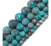 LLMWFA Natural Black Volcanic Lava Stone, 4-14mm Jewelry Making DIY Round Beads, for Charms Accessories 15''/Strand(America Turquoise,4mm)
