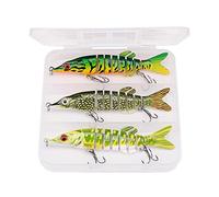 LLMWFA Premium Wobbler Lures 8/10/13.5cm, 8/10/17/19g Sinking Swimbait, Artificial Baits Kit for Pike Fishing Set of 3(Dark green)