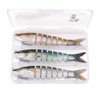 LLMWFA Premium Wobbler Lures 8/10/13.5cm, 8/10/17/19g Sinking Swimbait, Artificial Baits Kit for Pike Fishing Set of 3(Light blue)