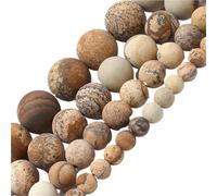 LLMWFA Tiger Eye Stone Beads 4 6 8mm, Dull Polish Jaspers 15inch, Matte Natural for Jewelry Making Craft(Picture Jasper,8mm x 46)