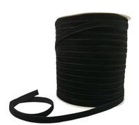 LLMWFA Yellowish Ribbon Single-Sided 6/10/25/38mm, Red Purple Pink Velvet Handmade, Wedding Decoration 3/5 Yards(Black,10mm x 5yards)