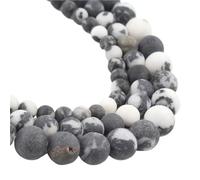 LLMWFA Zebra Jaspers Beads, Matte Dull/Polish White Black Green Red Grey Blue Natural Stone, 4-12mm Spacer(Sky Blue,6mm x 61)