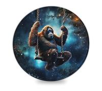 LLONGKT Galaxies Orangutans Gaming Mouse Pad (8-inch) Mouse Pad with Stitched Edge with Non-slip Base for Home Office Computer,Laptop