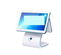 LLOOPK 15.6 Dual LCD Screen One Touch Panel POS Machine, Cash Register For Restaurants And Supermarkets All In One POS System Terminal(White i5)