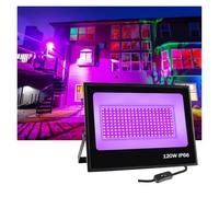 LLOOPK LED Flood Light, 120W UV Black Light, LED Floodlight IP66 Waterproof Lamp for Luminous Parties, Bars, Body Painting, Halloween, Stage