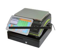 LLOOPK Widescreen Touch Screen Cash Register Scale Fruit Snack Supermarket Weighing Cash Register, Printing Electronic Scale All-in-one Machine POS Machine