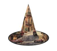 LLOTPQ 1 PC Halloween Italian Street Print Witch Hat Wizard Party | Festival Witches Carnival Headband Supplies Magic Dress Up Masquerade Indoor Outdoor Women Men Ladies Pointed