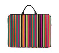 LLOTPQ 14in Laptop Case Sleeve Bag - Rainbow Colored Striped Full Print Design For Business Trips, Commuting With Accessory Pocket