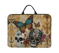 LLOTPQ 14in Laptop Case Sleeve Bag - Sugar Skulls Butterfly Full Print Design For Business Trips, Commuting With Accessory Pocket