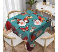 LLOTPQ 60"x60" Tablecloth â€“ Square Hen Flying Butterflies Among Flowers Print Dining Table Cover, Perfect for Kitchen Decor, Coffee Table, and Picnics
